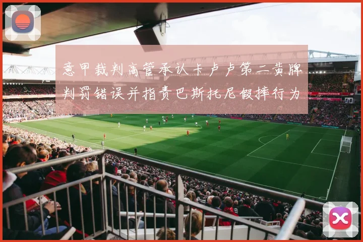 意甲裁判高管承认卡卢卢第二黄牌判罚错误并指责巴斯托尼假摔行为